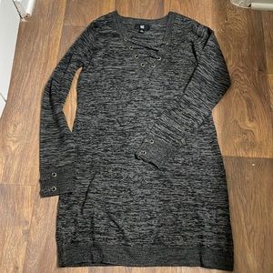 Soft gray and black knit sweater